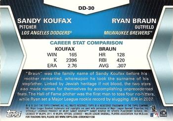2011 Topps Update - Diamond Duos #DD-30 Sandy Koufax / Ryan Braun Back