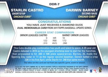 2011 Topps Update - Diamond Duos Relics #DDR-7 Starlin Castro / Darwin Barney Back