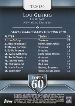 2011 Topps Update - Topps 60 #T60-130 Lou Gehrig Back