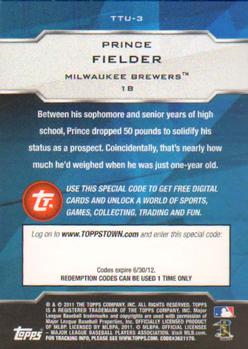 2011 Topps Update - Topps Town #TTU-3 Prince Fielder Back