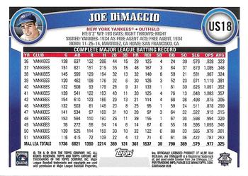 2011 Topps Update - Cognac Diamond Anniversary #US18 Joe DiMaggio Back