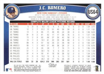 2011 Topps Update - Cognac Diamond Anniversary #US64 J.C. Romero Back
