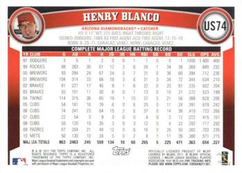 2011 Topps Update - Cognac Diamond Anniversary #US74 Henry Blanco Back