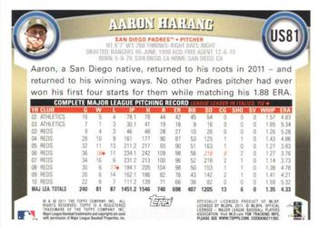 2011 Topps Update - Cognac Diamond Anniversary #US81 Aaron Harang Back