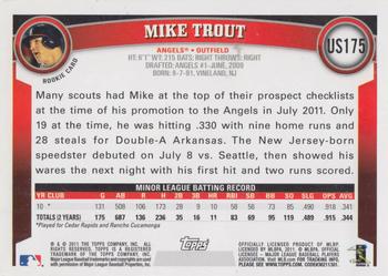 2011 Topps Update - Cognac Diamond Anniversary #US175 Mike Trout Back