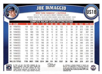 2011 Topps Update - Diamond Anniversary #US18 Joe DiMaggio Back