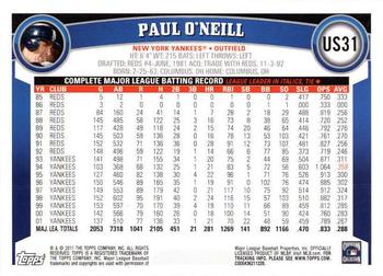 2011 Topps Update - Diamond Anniversary #US31 Paul O'Neill Back