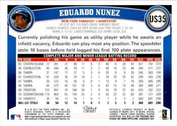 2011 Topps Update - Diamond Anniversary #US35 Eduardo Nunez Back