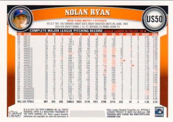 2011 Topps Update - Diamond Anniversary #US50 Nolan Ryan Back