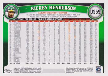 2011 Topps Update - Diamond Anniversary #US59 Rickey Henderson Back