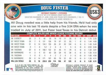 2011 Topps Update - Diamond Anniversary #US63 Doug Fister Back