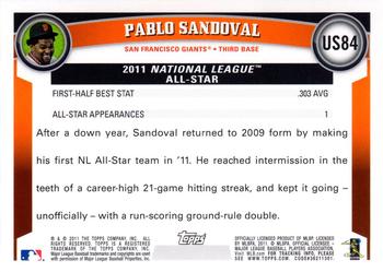 2011 Topps Update - Diamond Anniversary #US84 Pablo Sandoval Back