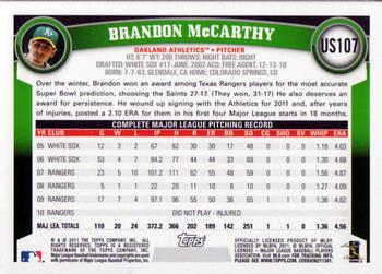 2011 Topps Update - Diamond Anniversary #US107 Brandon McCarthy Back