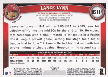2011 Topps Update - Diamond Anniversary #US114 Lance Lynn Back