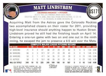 2011 Topps Update - Diamond Anniversary #US171 Matt Lindstrom Back