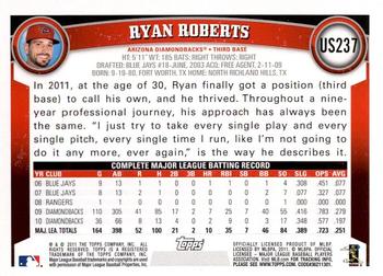 2011 Topps Update - Diamond Anniversary #US237 Ryan Roberts Back