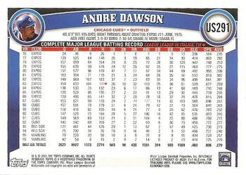 2011 Topps Update - Diamond Anniversary #US291 Andre Dawson Back