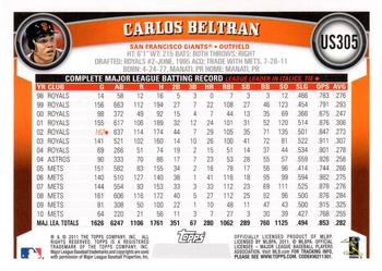 2011 Topps Update - Diamond Anniversary #US305 Carlos Beltran Back