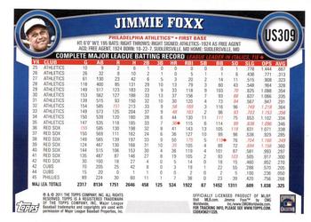 2011 Topps Update - Diamond Anniversary #US309 Jimmie Foxx Back