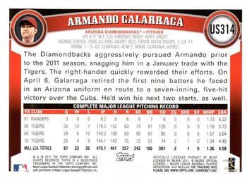 2011 Topps Update - Diamond Anniversary #US314 Armando Galarraga Back