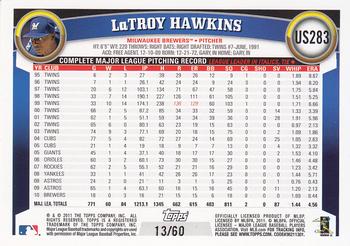 2011 Topps Update - Black #US283 LaTroy Hawkins Back