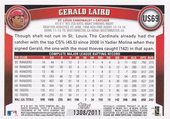 2011 Topps Update - Gold #US69 Gerald Laird Back