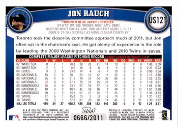 2011 Topps Update - Gold #US121 Jon Rauch Back