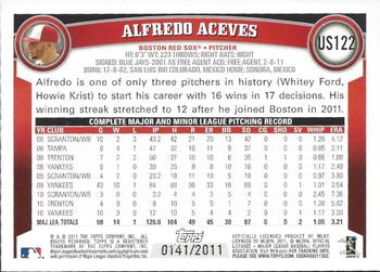 2011 Topps Update - Gold #US122 Alfredo Aceves Back