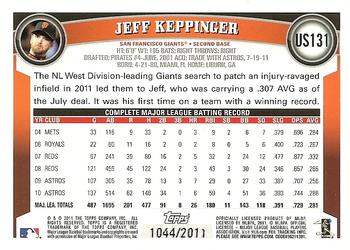 2011 Topps Update - Gold #US131 Jeff Keppinger Back