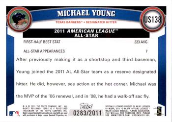 2011 Topps Update - Gold #US138 Michael Young Back