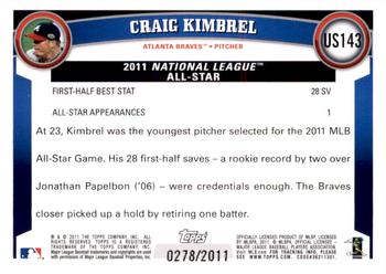 2011 Topps Update - Gold #US143 Craig Kimbrel Back