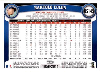2011 Topps Update - Gold #US145 Bartolo Colon Back