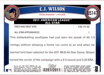 2011 Topps Update - Gold #US147 C.J. Wilson Back