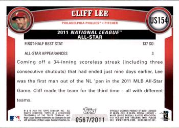 2011 Topps Update - Gold #US154 Cliff Lee Back