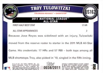 2011 Topps Update - Gold #US162 Troy Tulowitzki Back