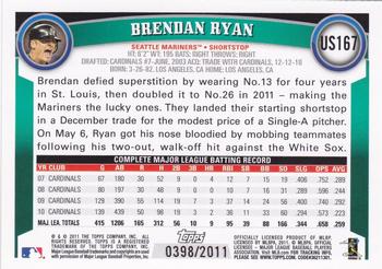 2011 Topps Update - Gold #US167 Brendan Ryan Back