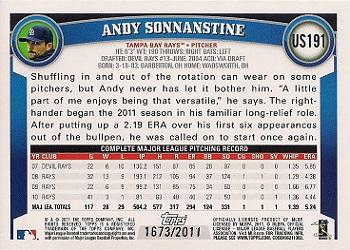 2011 Topps Update - Gold #US191 Andy Sonnanstine Back