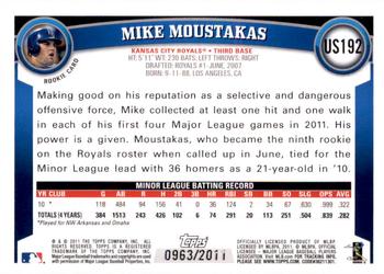 2011 Topps Update - Gold #US192 Mike Moustakas Back