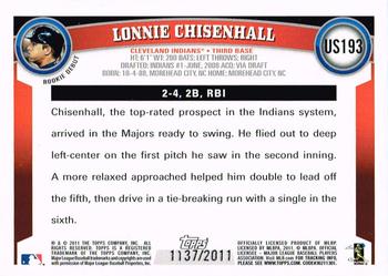 2011 Topps Update - Gold #US193 Lonnie Chisenhall Back