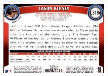 2011 Topps Update - Gold #US194 Jason Kipnis Back