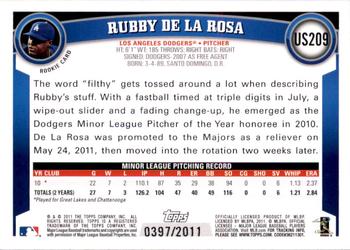 2011 Topps Update - Gold #US209 Rubby De La Rosa Back
