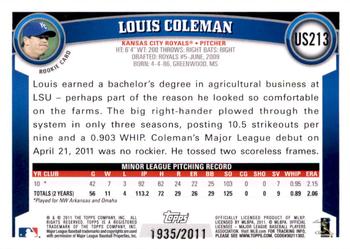 2011 Topps Update - Gold #US213 Louis Coleman Back