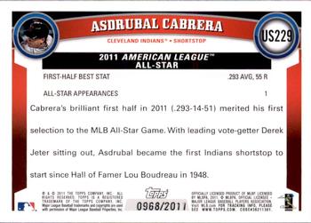 2011 Topps Update - Gold #US229 Asdrubal Cabrera Back