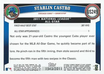 2011 Topps Update - Gold #US249 Starlin Castro Back