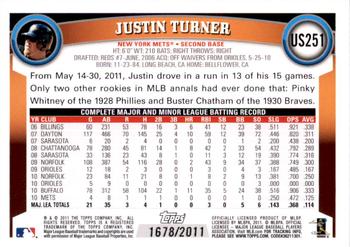 2011 Topps Update - Gold #US251 Justin Turner Back
