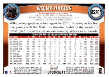 2011 Topps Update - Gold #US265 Willie Harris Back