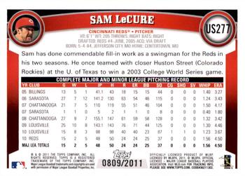 2011 Topps Update - Gold #US277 Sam LeCure Back
