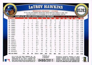 2011 Topps Update - Gold #US283 LaTroy Hawkins Back