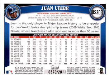 2011 Topps Update - Gold #US303 Juan Uribe Back