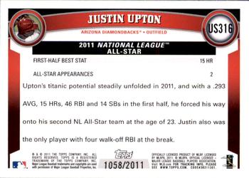 2011 Topps Update - Gold #US316 Justin Upton Back